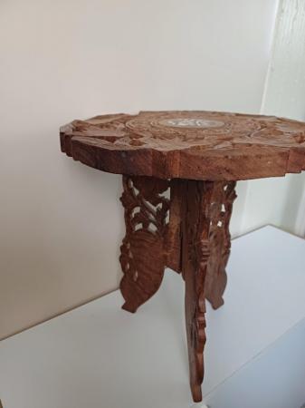 Image 3 of Vintage Carved Occasional Table-wooden small folding side ta