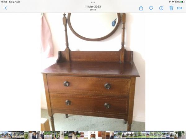 Image 2 of Victorian two drawer dressing table/chest of drawers