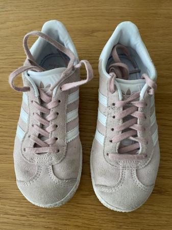 Image 2 of Girls Adidas Gazelle pink suede trainers size 13
