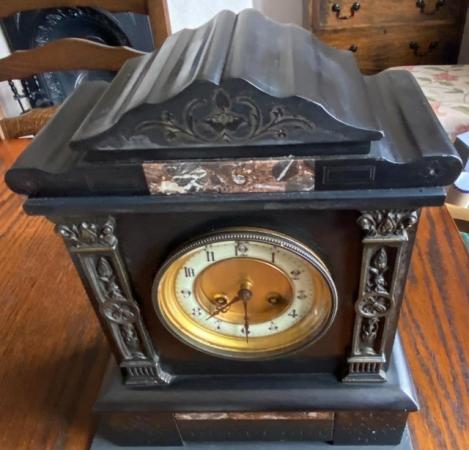 Image 2 of Black Slate Mantle Clock