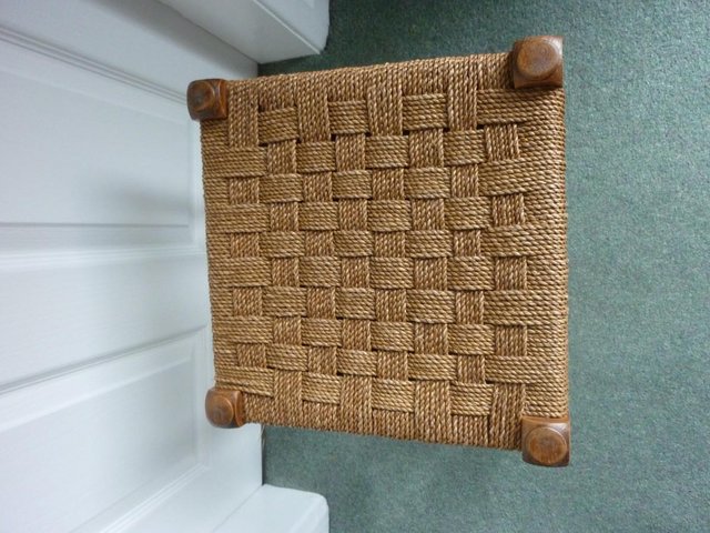 Preview of the first image of Vintage Woven Seagrass Top Stool.