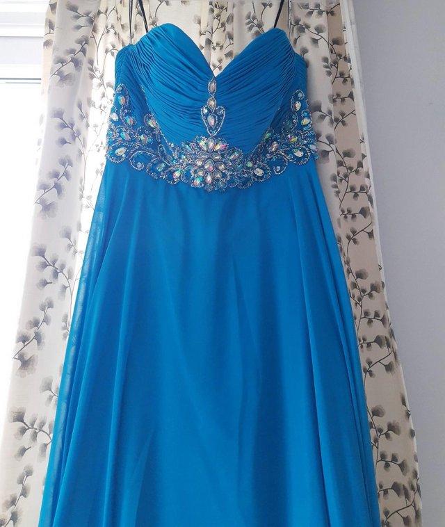 Preview of the first image of Full length Prom Dress/Ball gown in Blue,size 12.