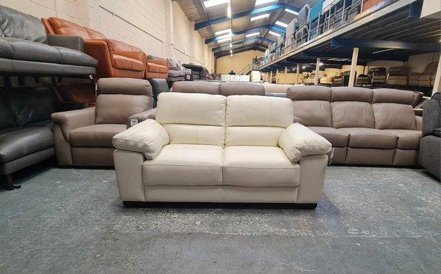 Image 4 of Ex-display Turin light cream leather 2 seater sofa