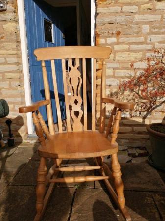 Image 1 of Antique pine rocking chair, good condition