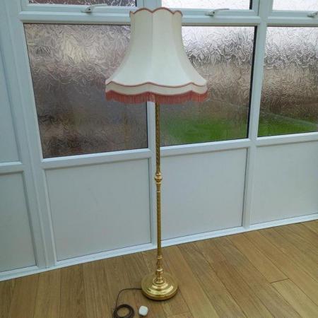 Image 2 of Brass standard lamp and Shade.