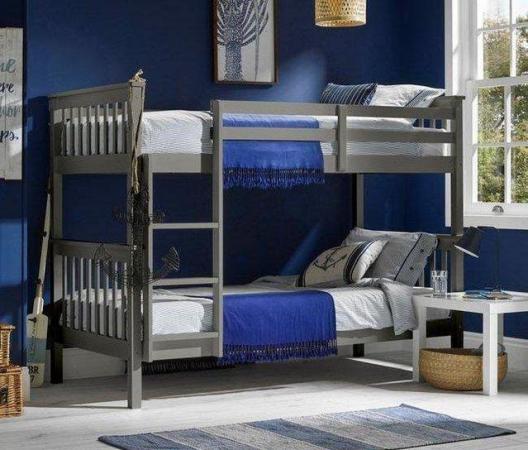 Image 1 of LEO GREY BUNK BED FRAME WITH WINCHESTER MATTRESSES