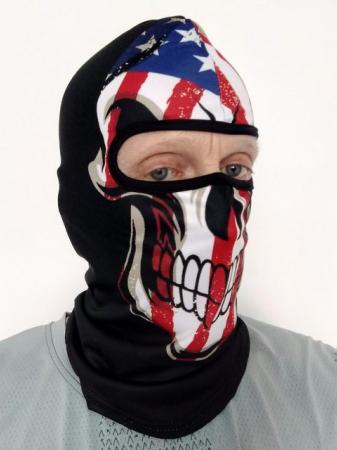 Image 2 of USA flag skull face mask with FREE baseball cap.
