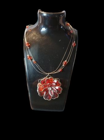 Image 2 of Vintage Flower Pendant Necklace