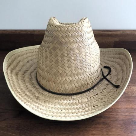 Image 1 of Adult's natural-coloured straw cowboy hat