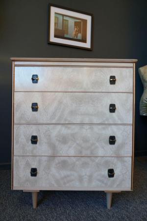 Image 2 of Mid Century Hollywood 1960s Pearlescent Formica Small Chest