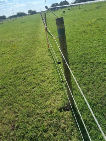 Image 1 of 26 Round Wooden fence posts and an extra large horse feed un