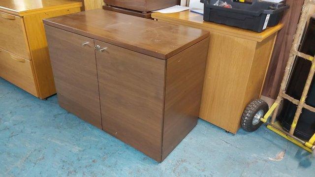 Image 2 of Solid Cylindrical knob Walnut Office Credenza/Cupboard