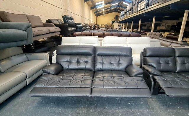 Image 5 of La-z-boy Knoxville grey leather recliner 3+2 seater sofas