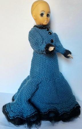 Image 3 of 1981 SOFT PLASTIC DOLL - BLUE KNITTED DRESS  38 cm tall