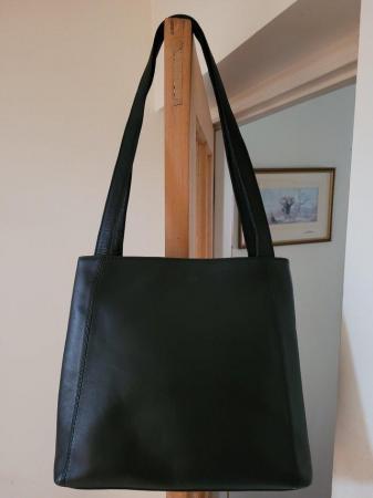 Image 3 of New black leather shoulder bag with 4 zipped sections