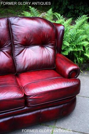 Image 66 of SAXON OXBLOOD RED LEATHER CHESTERFIELD SETTEE SOFA ARMCHAIR