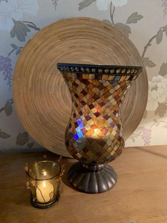 Image 3 of PartyLite Global Fusion 12" Hurricane Mosaic Candle Holder