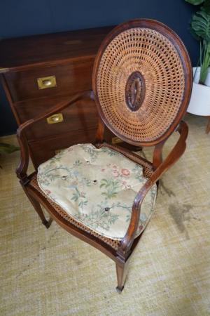 Image 4 of Victorian Edwardian Walnut Rattan Occasional Chair