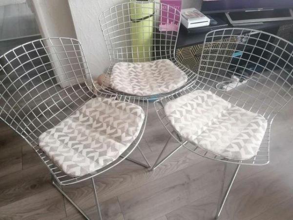 Image 1 of 3 STYLISH METAL CHAIRS WITH CUSHIONS USED