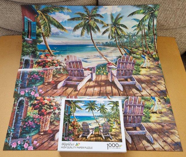 Preview of the first image of 1000 piece jigsaw called  SEASIDE SCENERY.  MADE IN GERMANY..