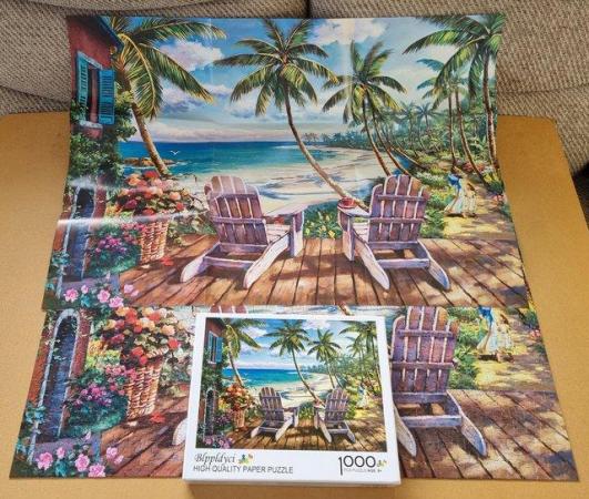 Image 1 of 1000 piece jigsaw called  SEASIDE SCENERY.  MADE IN GERMANY.