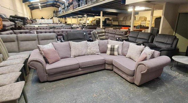 Image 10 of Gracie grey fabric chesterfield style corner sofa