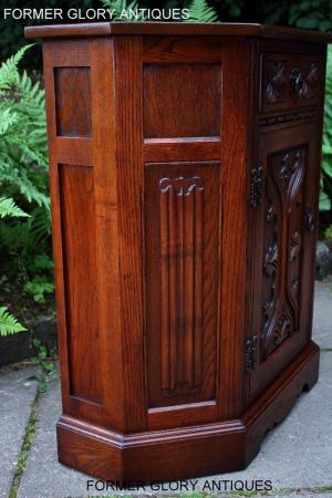 Image 71 of OLD CHARM TUDOR OAK CANTED HALL TABLE CABINET CUPBOARD STAND