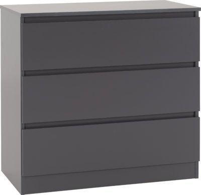 Image 1 of MALVERN 3 DRAWER CHEST - GREY  Assembled Sizes W x D x H (MM