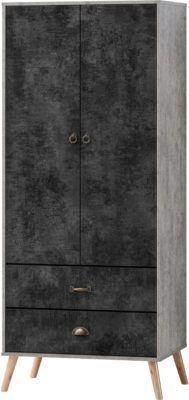 Image 1 of Nordic 2 door 2 drawer wardrobe in concrete/charcoal