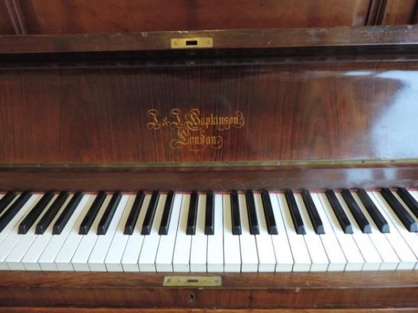 Image 3 of Fully Reconditioned Mahogany Framed Antique Upright Piano.