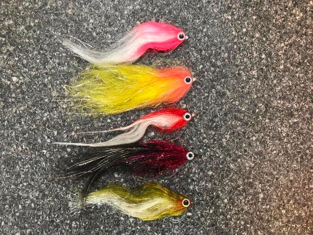 Preview of the first image of 5 new, professionally-tied pike/sea lures.