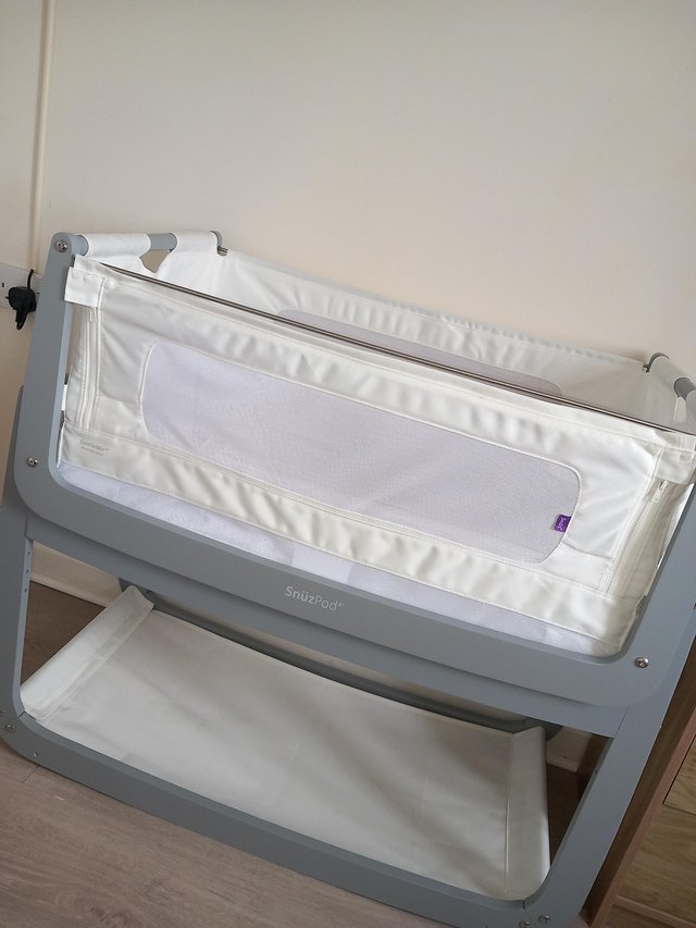 Preview of the first image of SnuzPod4 bedside crib - grey.