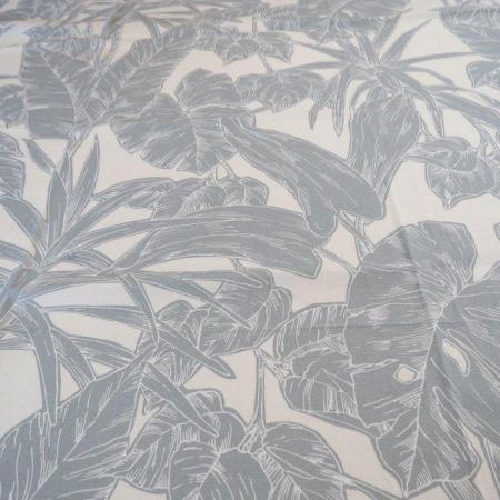 Image 1 of Fabric remnant cream background with teal coloured design