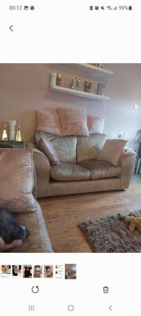 Image 1 of 3 + 2 crushed velvet mink sofas