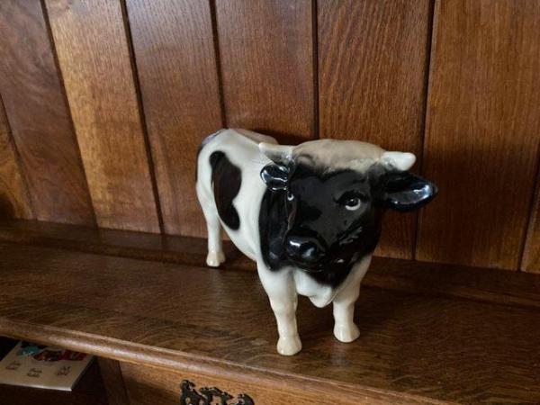 Image 2 of Vintage rare statue of a friesian bull