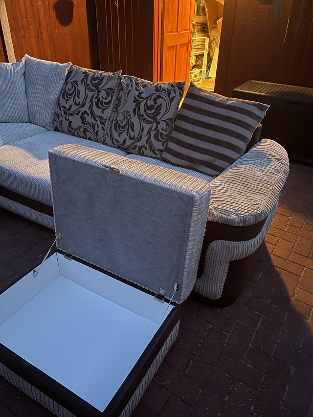 Preview of the first image of Grey DFS L-shaped corner sofa.