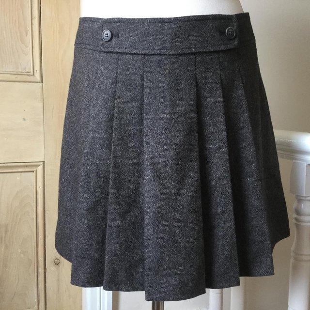 Preview of the first image of NEXT Wool Mix Flirty Pleated Skirt, Fully Lined, Sz 10, 31”.