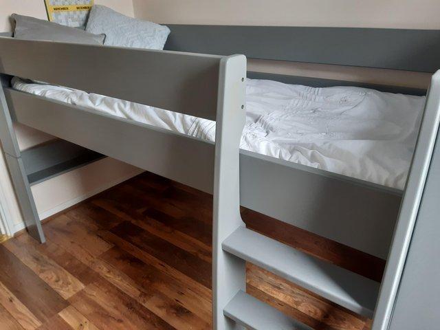 Preview of the first image of Solitaire Grey Wooden Mid Sleeper Bed.