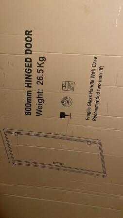Image 2 of 800mm hinged walk in shower door NEW in box BARGAIN