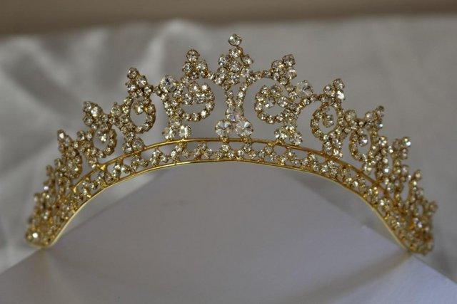 Image 2 of New Gold coloured Tiara with Rhinestones