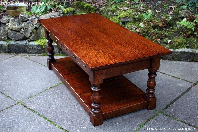 Image 15 of TAYLOR & Co STRESSED OAK THREE DRAWER POTBOARD COFFEE TABLE