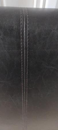 Image 1 of Single headboard in dark brown faux leather