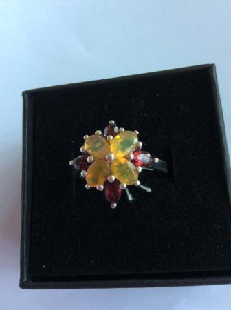 Image 2 of Imposing silver cluster ring with yellow and red stones