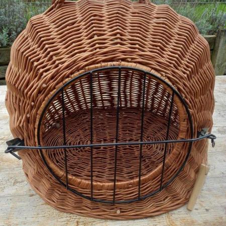 Image 1 of Wicker cat basket carrier igloo