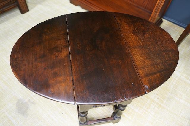 Image 8 of Jacobean style folding Drop Leaf Side Table Dark Oak 1930s