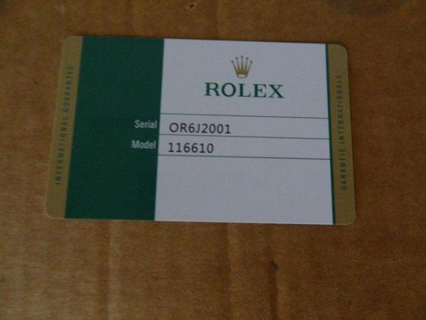 Image 2 of Rolex Watch Guarantee Plastic Card