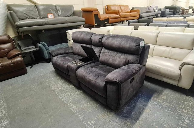 Image 2 of Radley Decent charcoal fabric manual recliner sofa