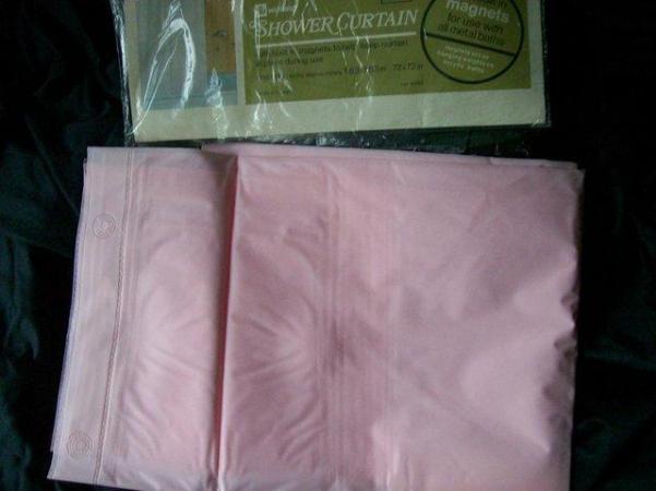 Image 1 of New Pink Vinyl Shower Curtain