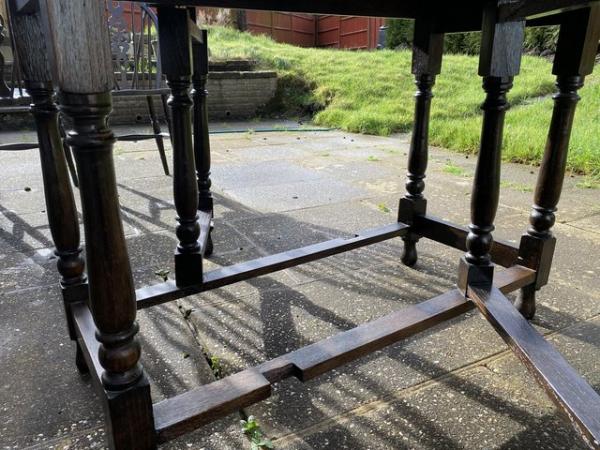 Image 9 of Vintage Antique Dark Brown Gate Leg Table & 3 Chairs