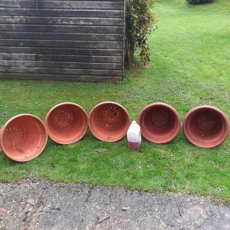 Image 1 of Five large planters. Plastic and durable.